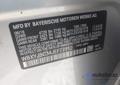 2018 BMW X2 xDrive28I z USA, uszkodzony, nr VIN WBXYJ5C34JEF77112